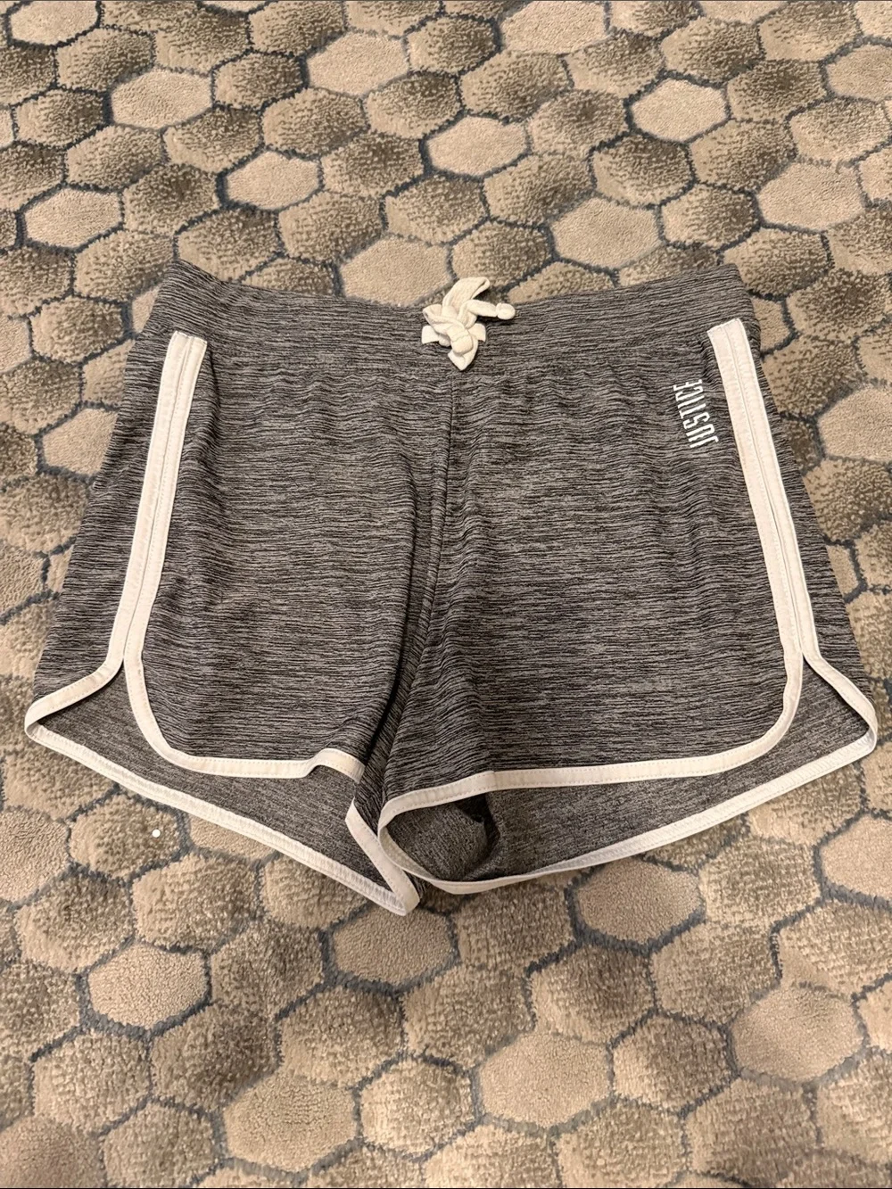 Justice Gray Heather Athletic Shorts with White Trim